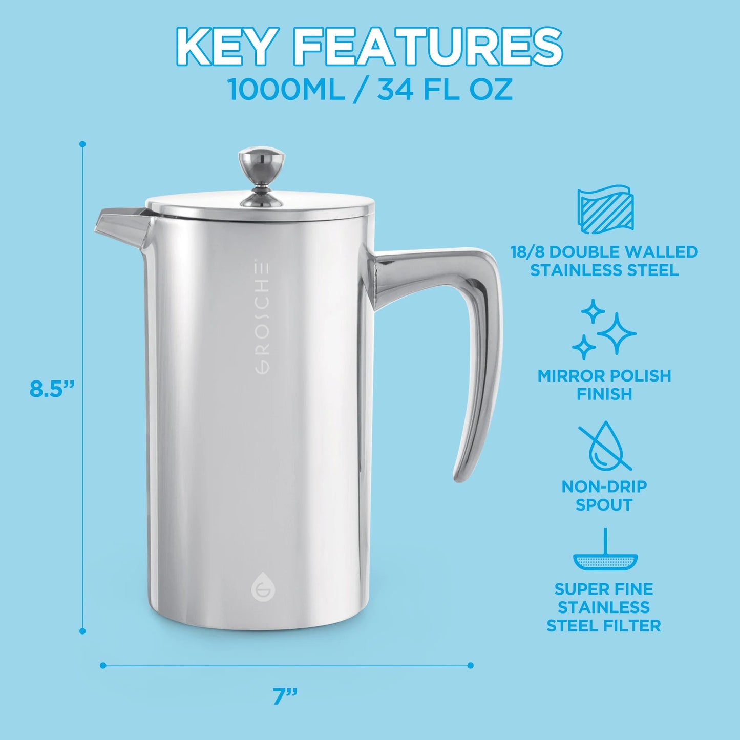 DUBLIN Stainless Steel French Coffee Press