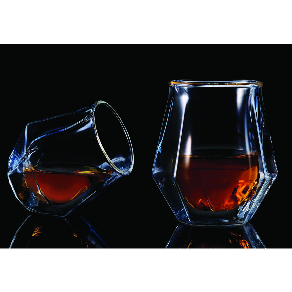 Double wall Whiskey Diamond Glass 200ml, Set of 2
