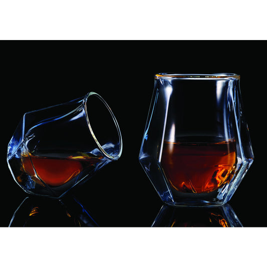 Double wall Whiskey Diamond Glass 200ml, Set of 2