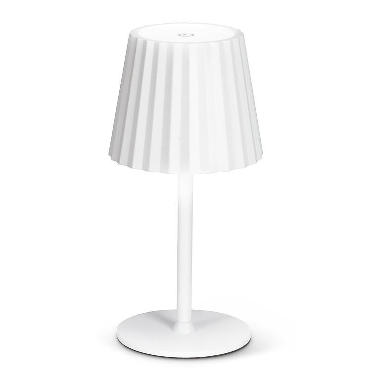 Fluted Shade LED Table Lamp- white