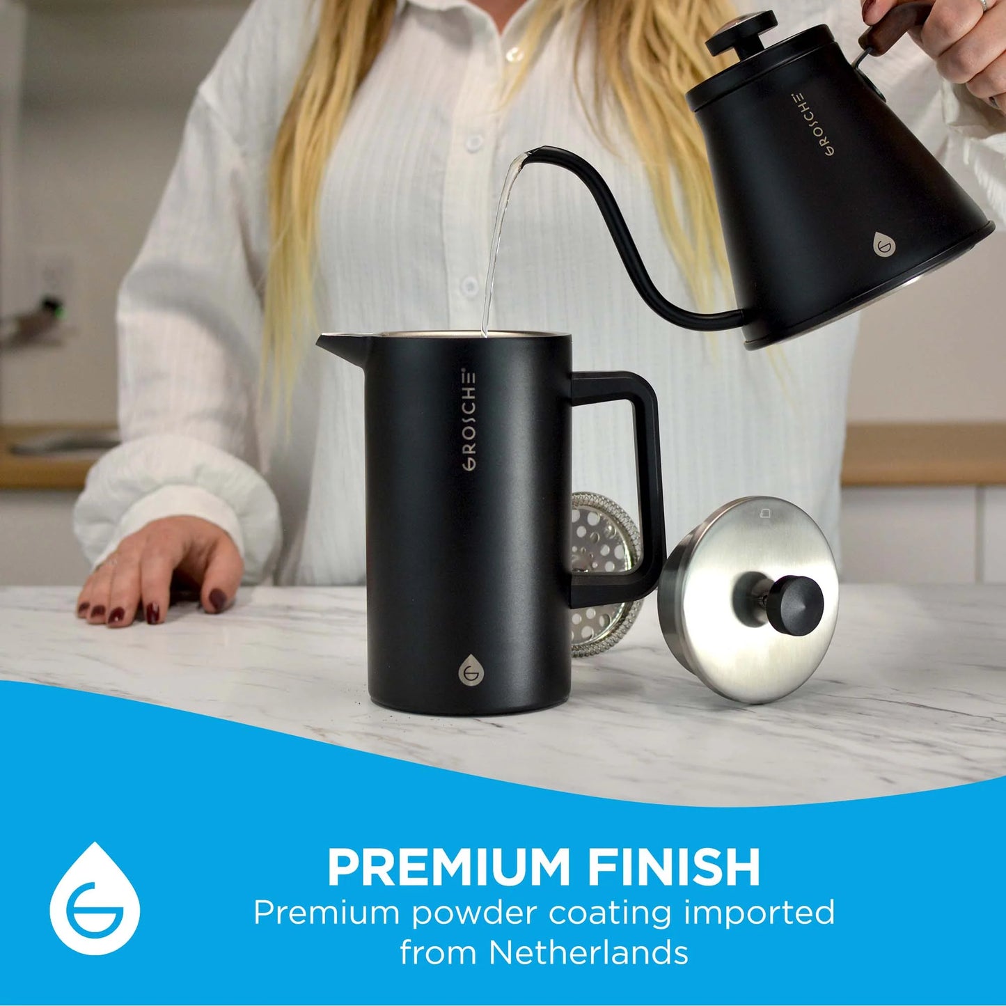 DUBLIN Stainless Steel Double Walled French Press - 34 fl. oz