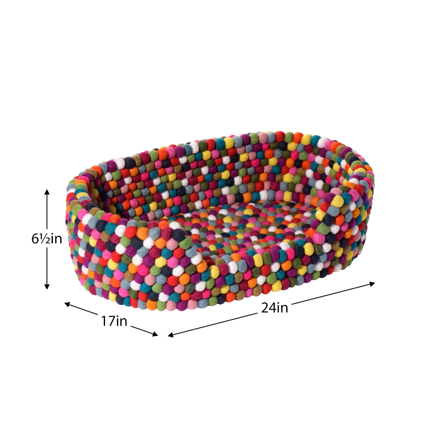 MODWOOL Felt Ball 24 x 17 x 6.5h" Pet Bed - Multicolor