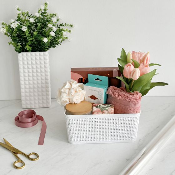 3 Pc set Weave Storage basket White