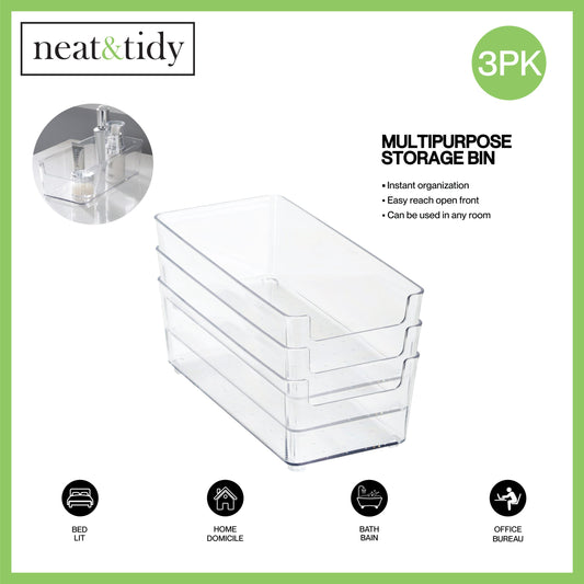 3PK SMALL RECTANGLE STORAGE BINS