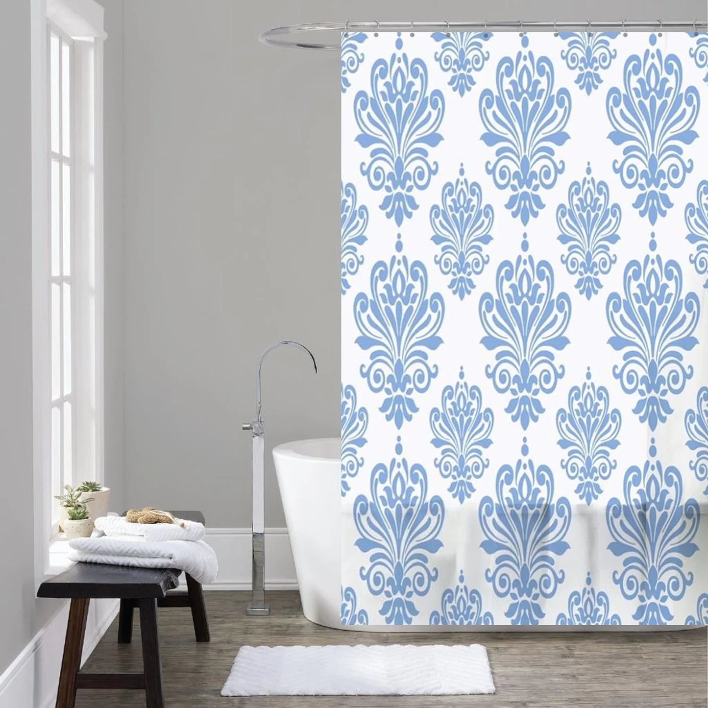 Peva Shower Curtain white/blue