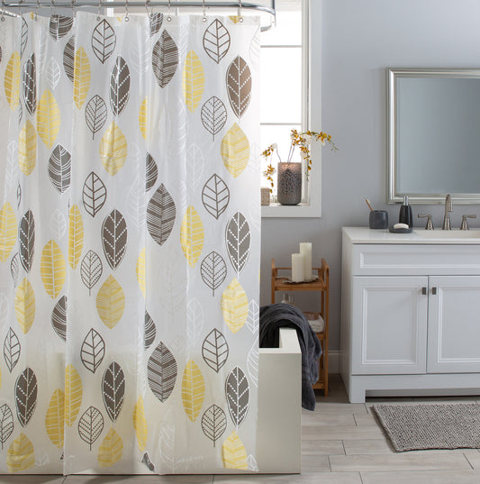 KATSURA PEVA SHOWER CURTAIN FROST YEL/GRY 70" X 72" 6G (6-24 / MIN QTY 2) NP