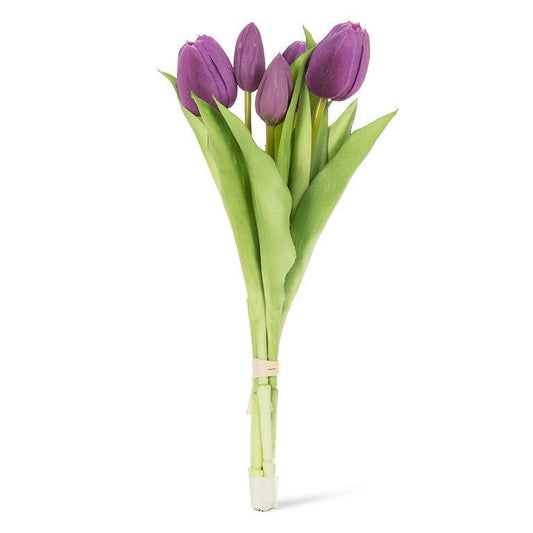Lifelike 5 Stem Tulip Bunch Purple