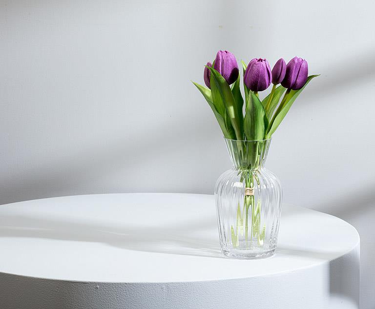 Lifelike 5 Stem Tulip Bunch Purple