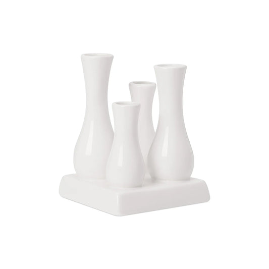 Multi Tube Square White Ceramic Urn Vase