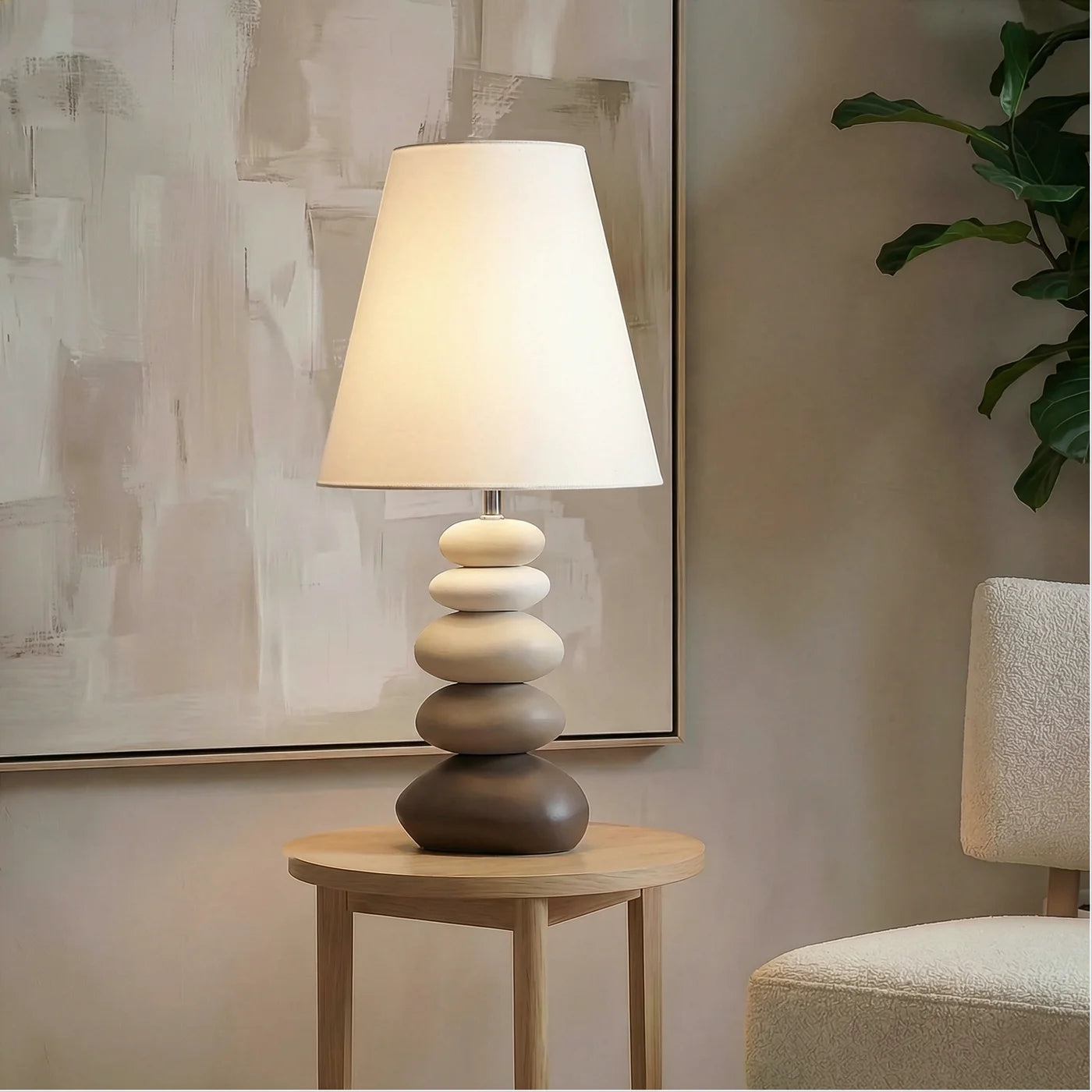 Oslo Ceramic Multi Stacked Stone 27 Inch Tall Table Lamp