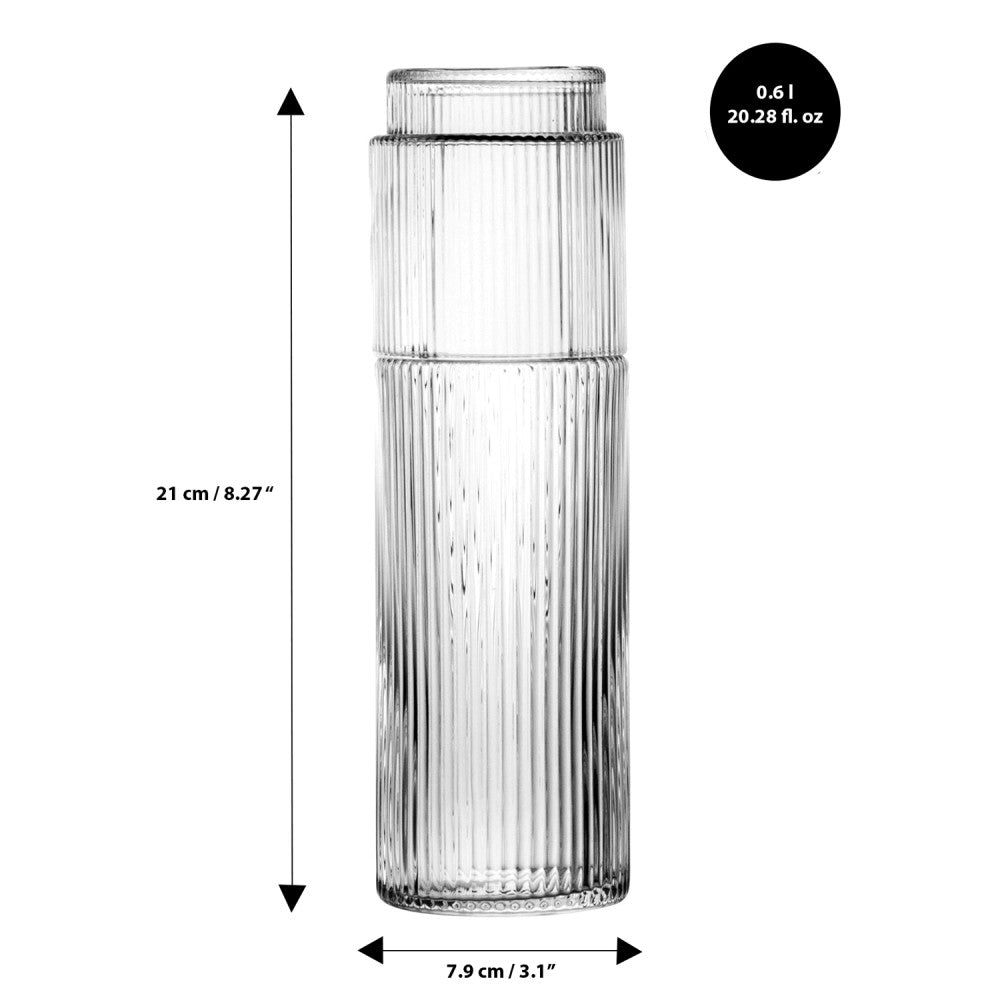 Ribbed Clear Deskside Carafe and Glass Ensemble 0.6 L