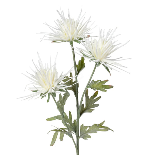 Spike Dahlia 3 Bloom 27.5 Inch Stem - White