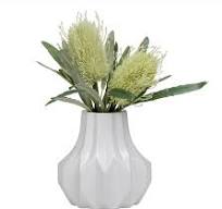 AURORA PLEATED CERAMIC 7H” GOURD VASE – MATTE WHITE