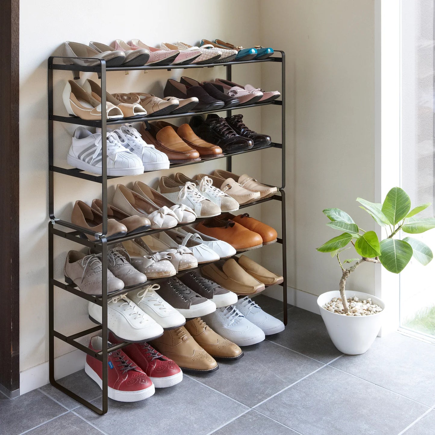 Three-Tier Expandable Shoe Rack (18" H) - Steel White