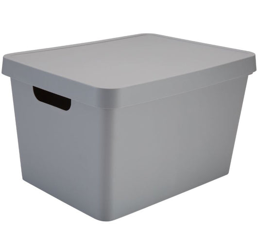 N&T CAVAN STORAGE BOX WITH LID 17L GREY