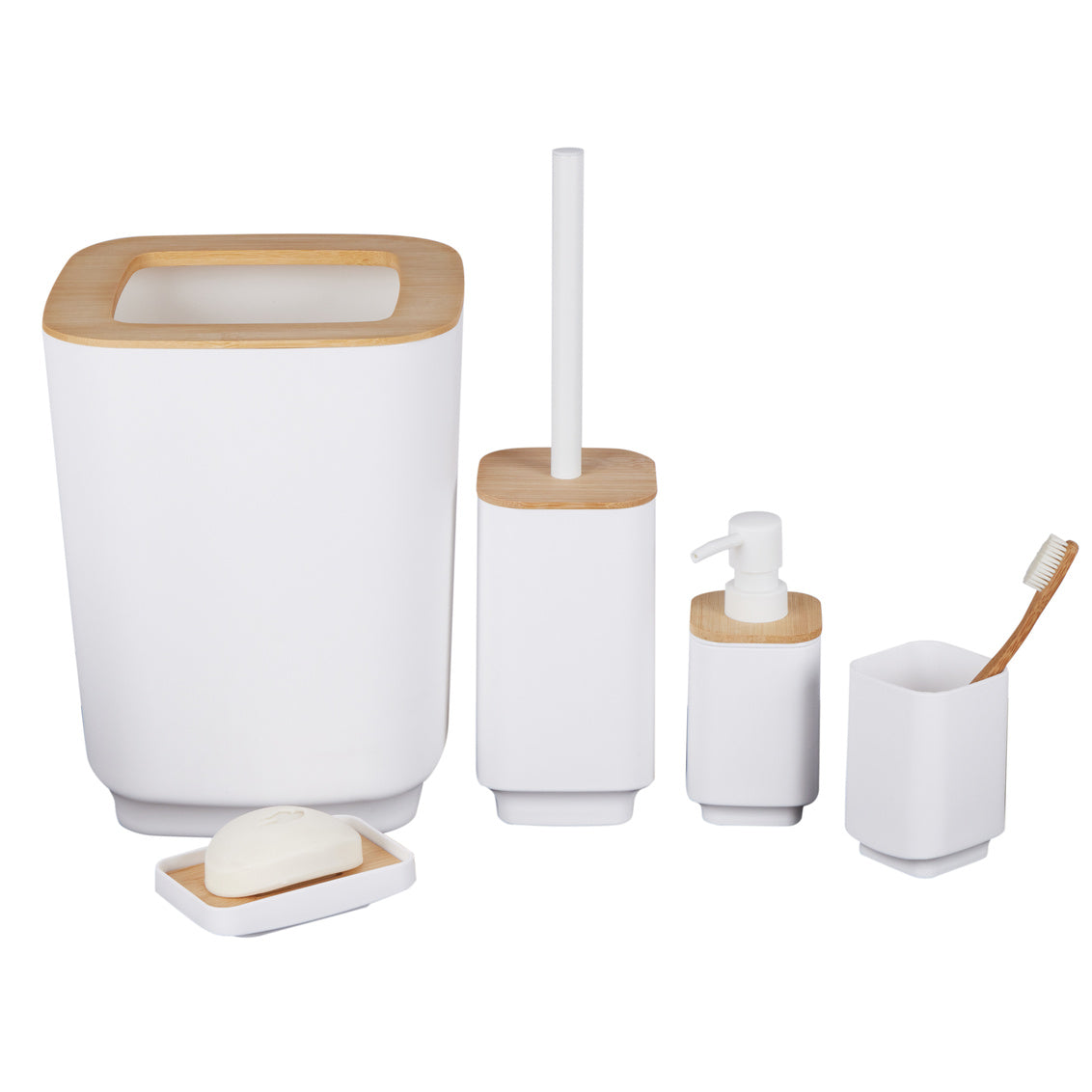 N&T ASPEN WASTE BIN PP W/BAMBOO White