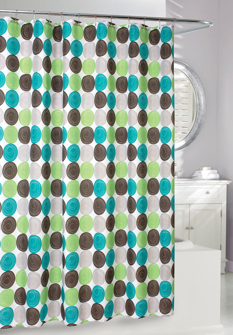 SPYROGRAPH SHOWER CURTAIN GREEN/BLU/BGE 180 x 180cm