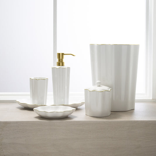 PAVONA SOAP DISH PORCELAIN WHT/GLD