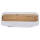 ASPEN SOAP DISH PP W/BAMBOO White