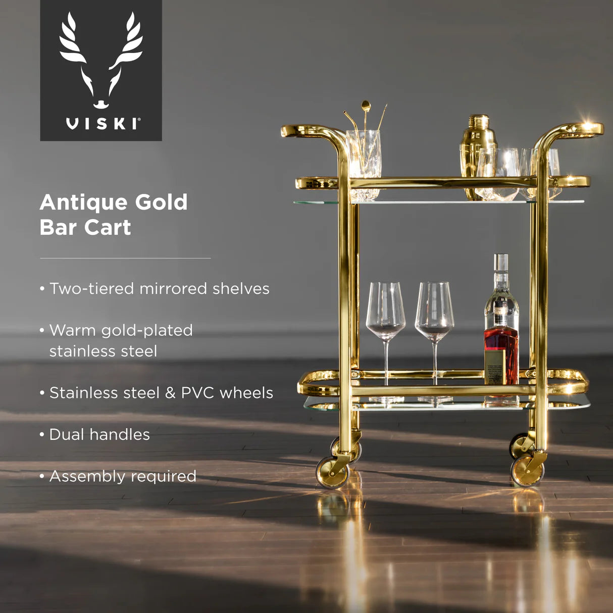 Bar Cart in Gold