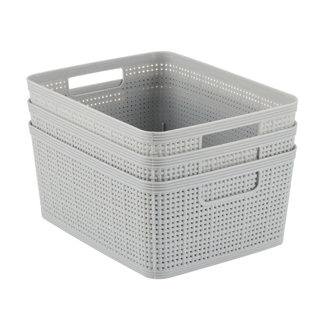 3 Pc set Weave Storage basket Grey