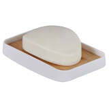 ASPEN SOAP DISH PP W/BAMBOO White