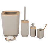 ASPEN WASTE BIN PP W/BAMBOO Taupe