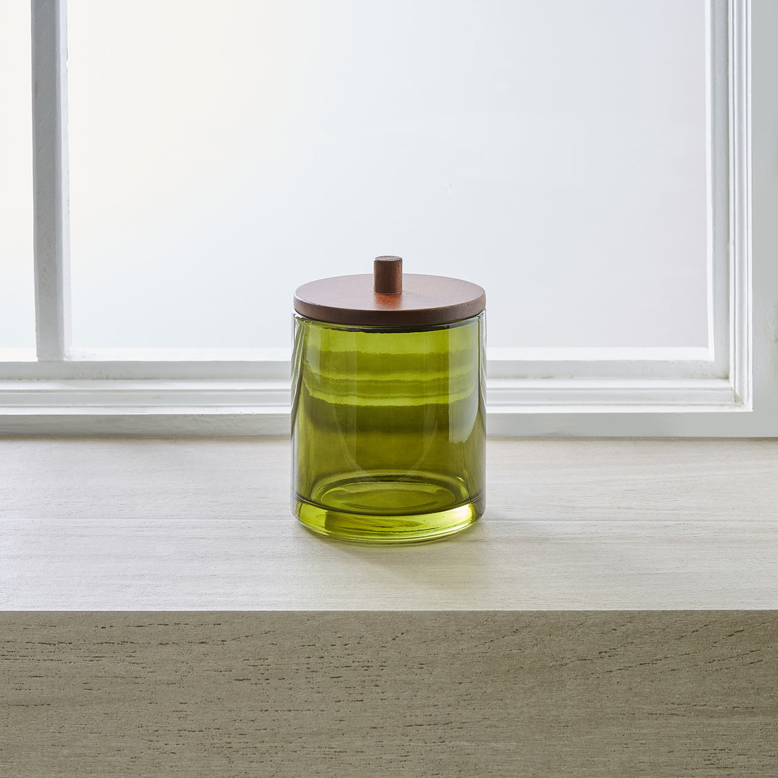 VASO COTTON JAR GLASS W/ACACIA GREEN