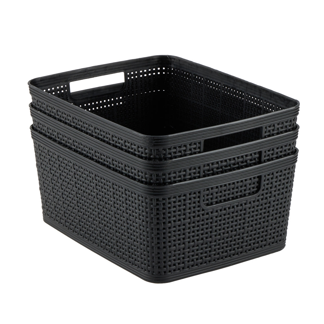 3 Pc set Weave Storage basket Black