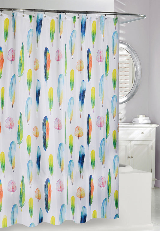FRESH FEATHERS SHOWER CURTAIN FABRIC MULTI 180 X 180cm