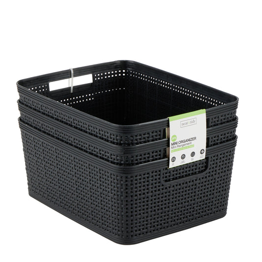 3 Pc set Weave Storage basket Black