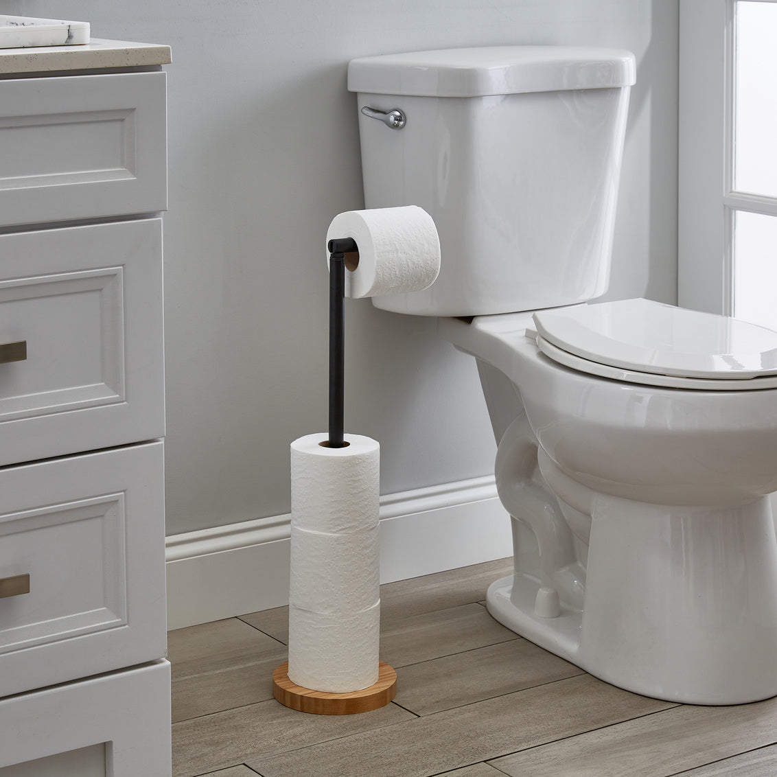 LIRA TOILET PAPER HOLDER W/BAMBOO BLACK