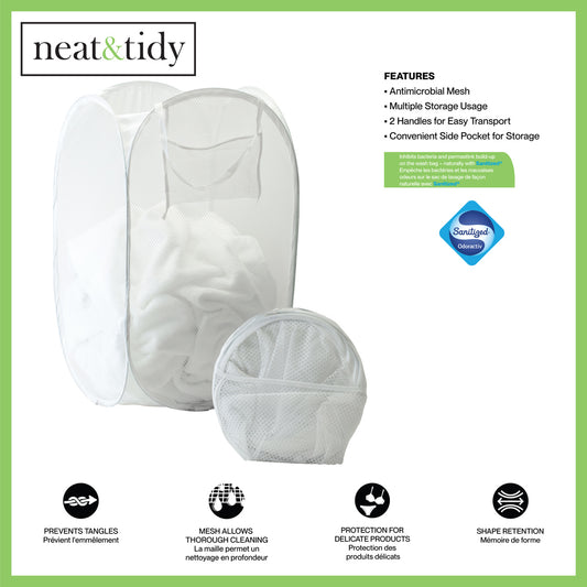 N&T MESH FOLDABLE POP UP HAMPER COMPACT WHITE