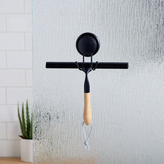 MYRA SQUEEGEE WOODEN HANDLE W/HOOK BLK/NAT