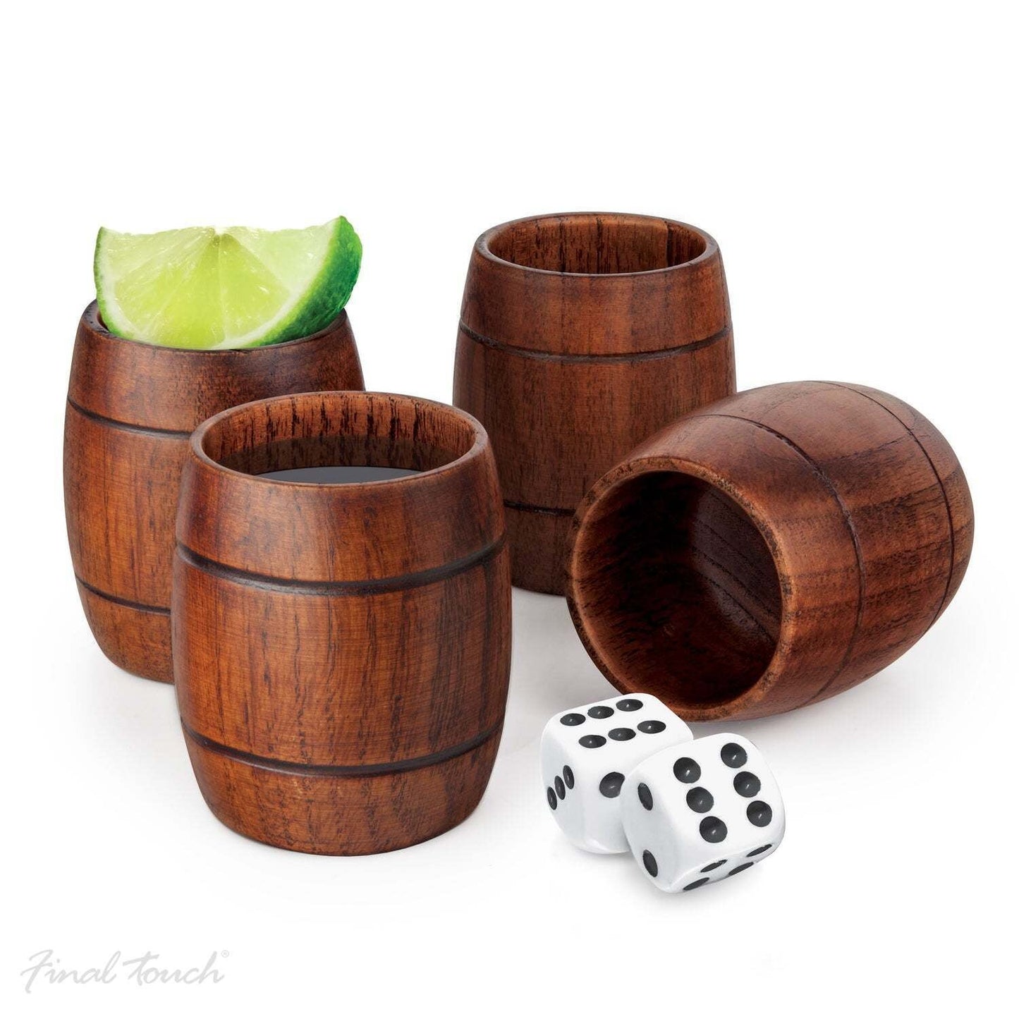 Wood Liquor Barrel Shot Glasses - Set of 4