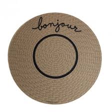 Bon Appétit Round Beige Placemat Black  White