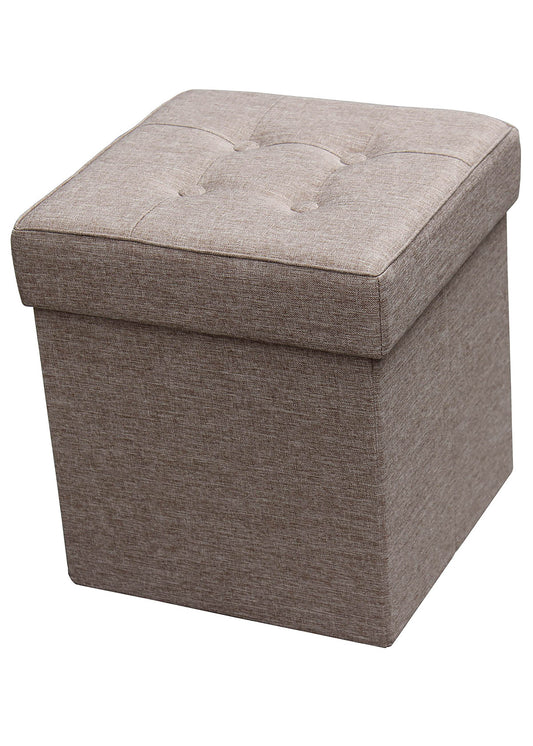 Beige Square Folding Fabric Storage Ottoman