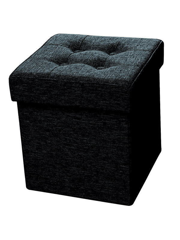 Black Square Folding Fabric Storage Ottoman