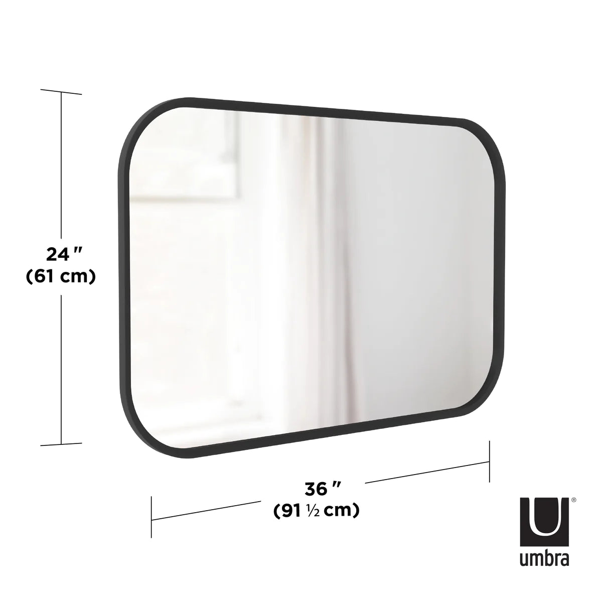 Hub Rectangle Mirror 24X36 Black