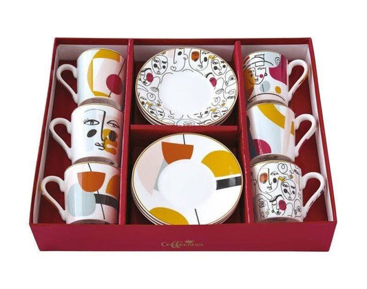 Modernism Espresso Cups & Saucers Set of 6