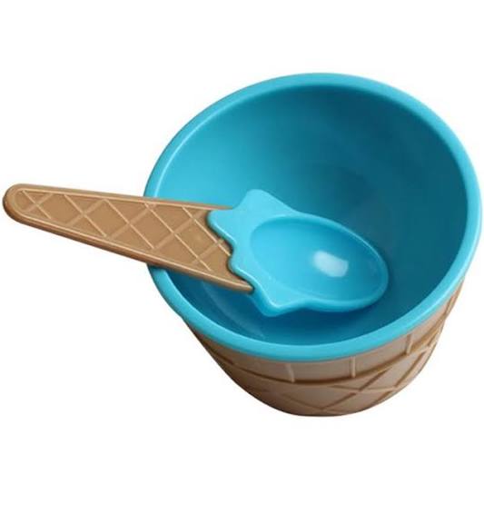 Personalized Ice Cream Bowl, Ice Cream Bowl with Spoon, Blue