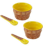 Personalized Ice Cream Bowl, Ice Cream Bowl with Spoon, Yellow
