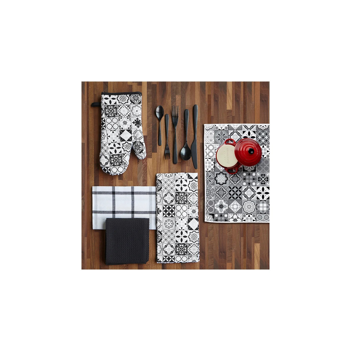 Spanish Tile Printed Drying Mat Black