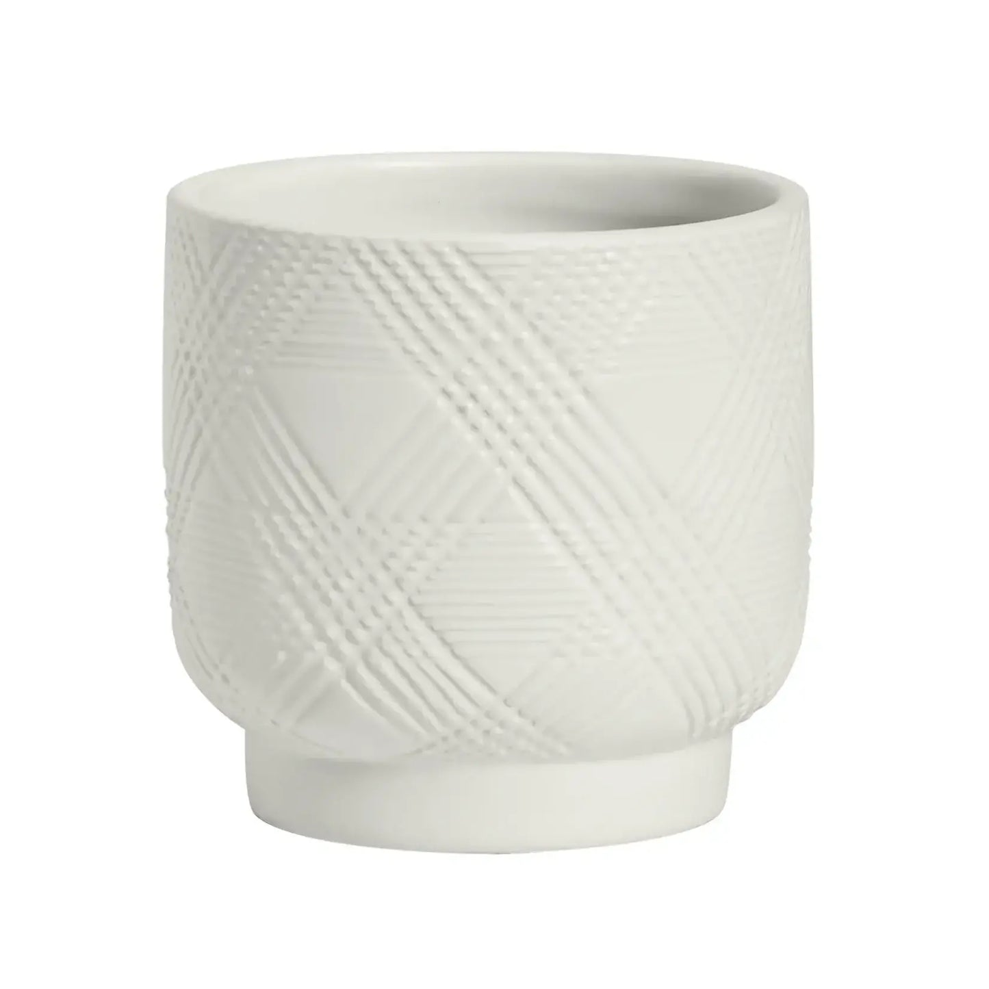 White Diamond Weave Pot - 5"
