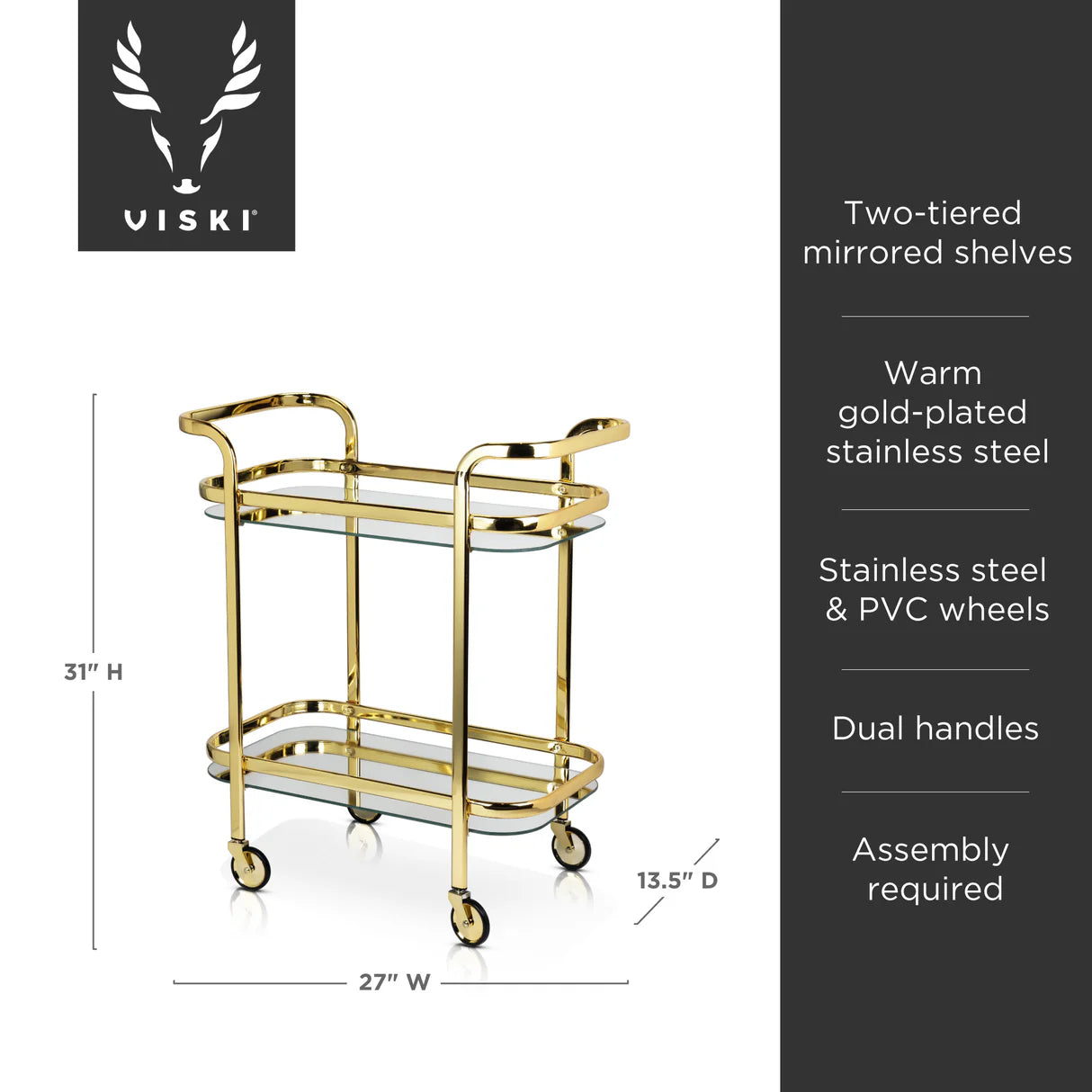 Bar Cart in Gold