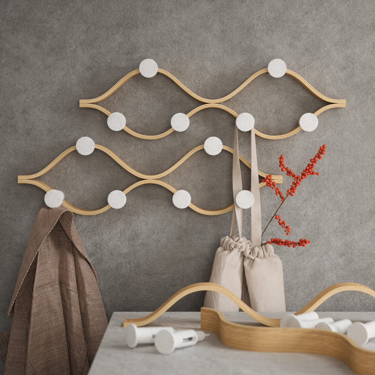 MONTAGE 6 WALL HOOK white natural