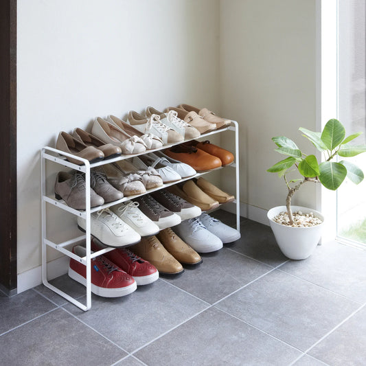 Three-Tier Expandable Shoe Rack (18" H) - Steel  Black