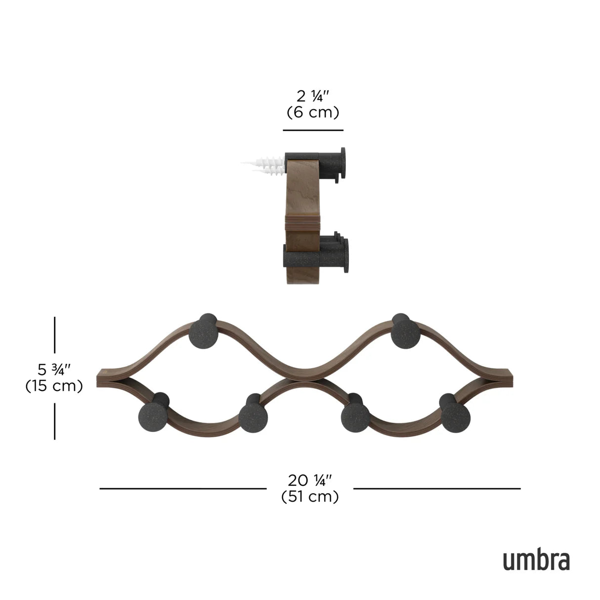MONTAGE 6 WALL HOOK Black