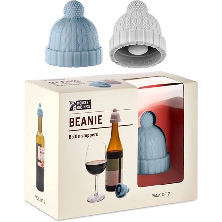 Beanie Bottle stoppers Set/2 Blue/Grey