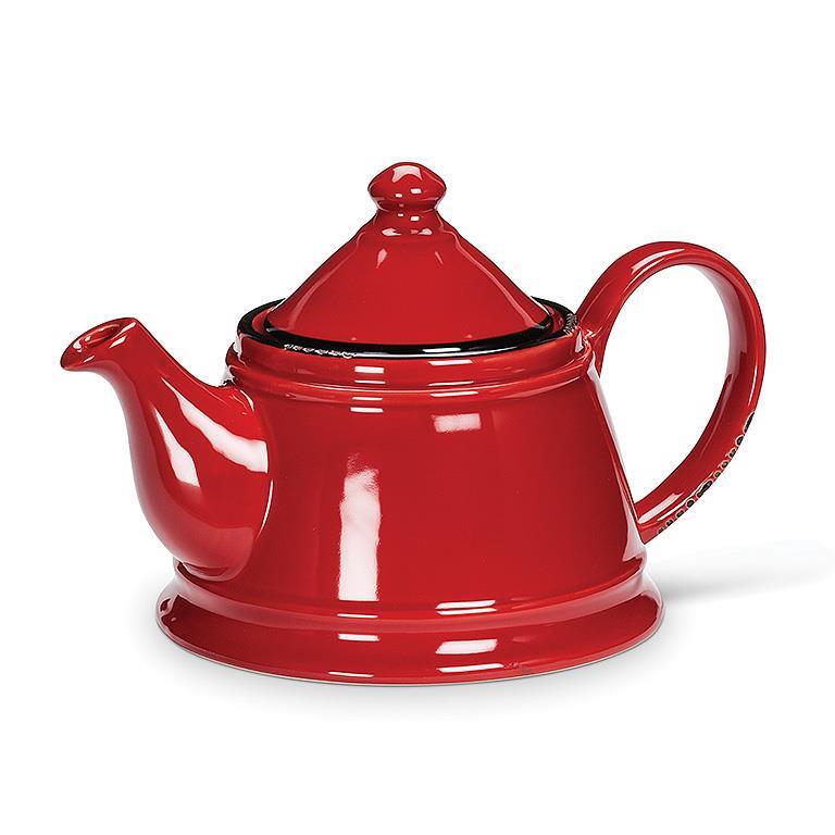 Enamel Look Teapot Red , 32oz